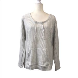 Silverwear New York Size‎ L Long Sleeve Pullover Waffle Knit Top Gray Sweater